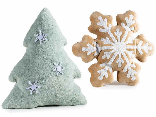 Cuscino di Natale in peluche, albero o fiocco di neve