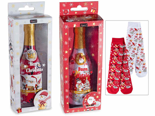 Calzini di Natale in bottiglia, confezione regalo, taglia unica